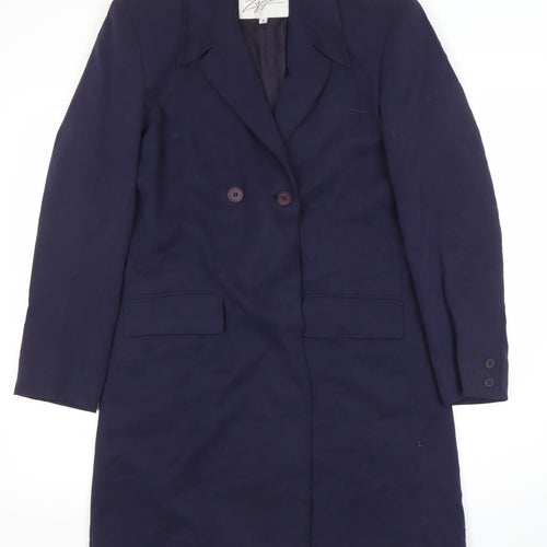Zyga Womens Navy Blue Long Overcoat Size 12 Polyviscose Lined
