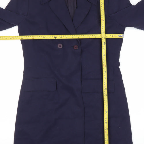 Zyga Womens Navy Blue Long Overcoat Size 12 Polyviscose Lined