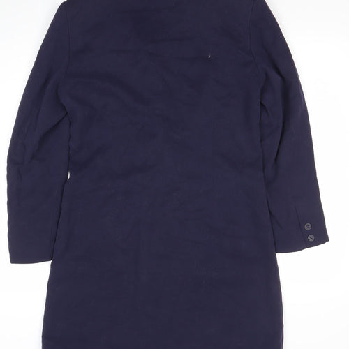 Zyga Womens Navy Blue Long Overcoat Size 12 Polyviscose Lined