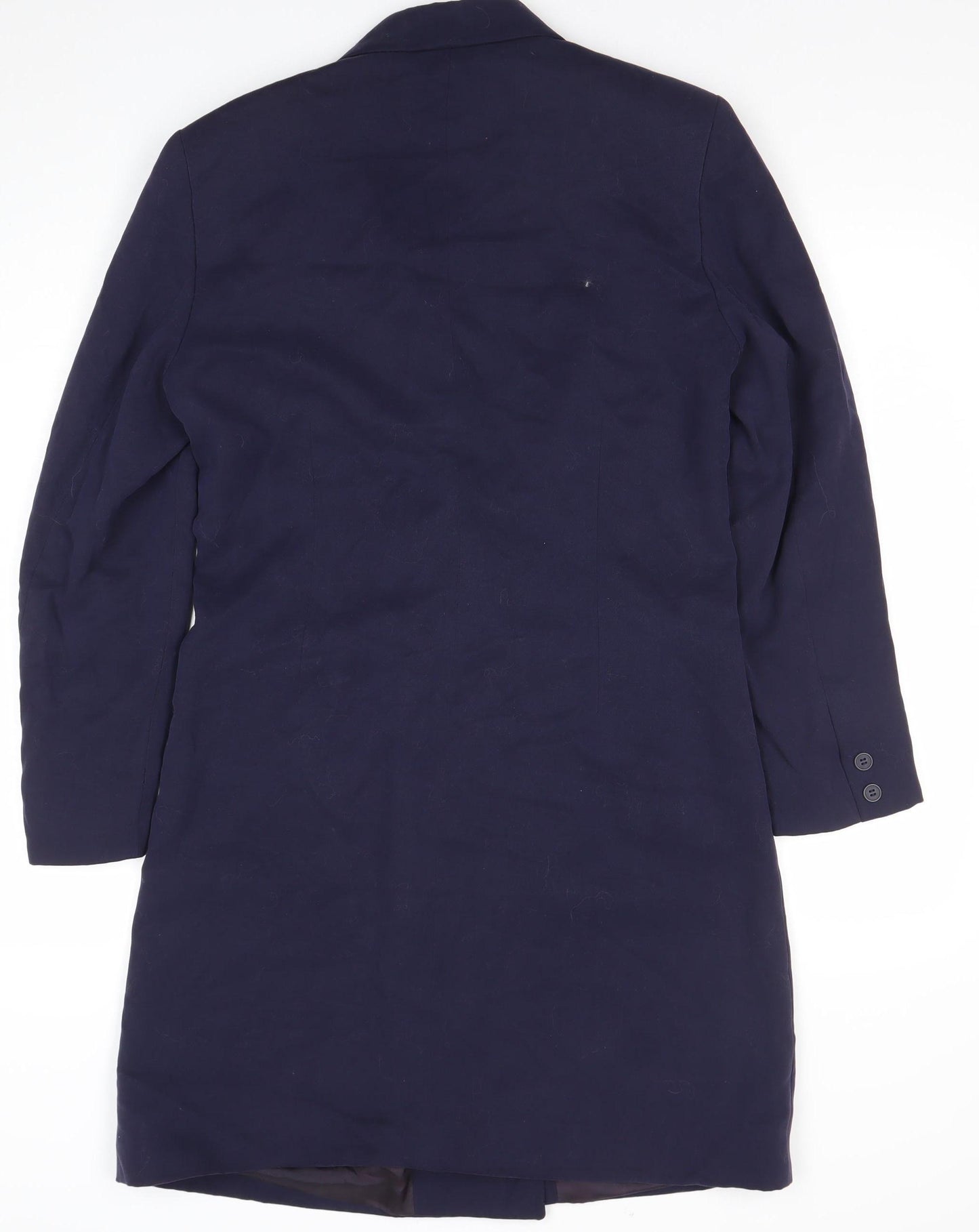Zyga Womens Navy Blue Long Overcoat Size 12 Polyviscose Lined