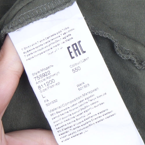 Karl Lagerfeld Men’s Green Logo T-Shirt Size L Crew Neck Designer