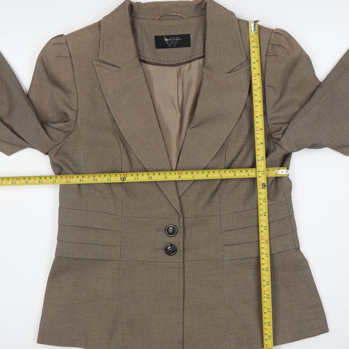 BHS Women’s Brown Herringbone Suit Jacket Size 14 Tailored Two-Button