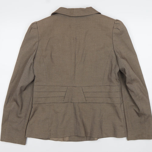 BHS Women’s Brown Herringbone Suit Jacket Size 14 Tailored Two-Button