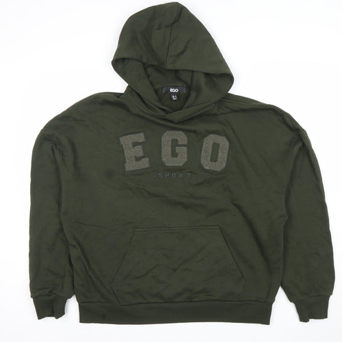 EGO Women’s Green Pullover Hoodie UK 8 Logo Sport Sweatshirt