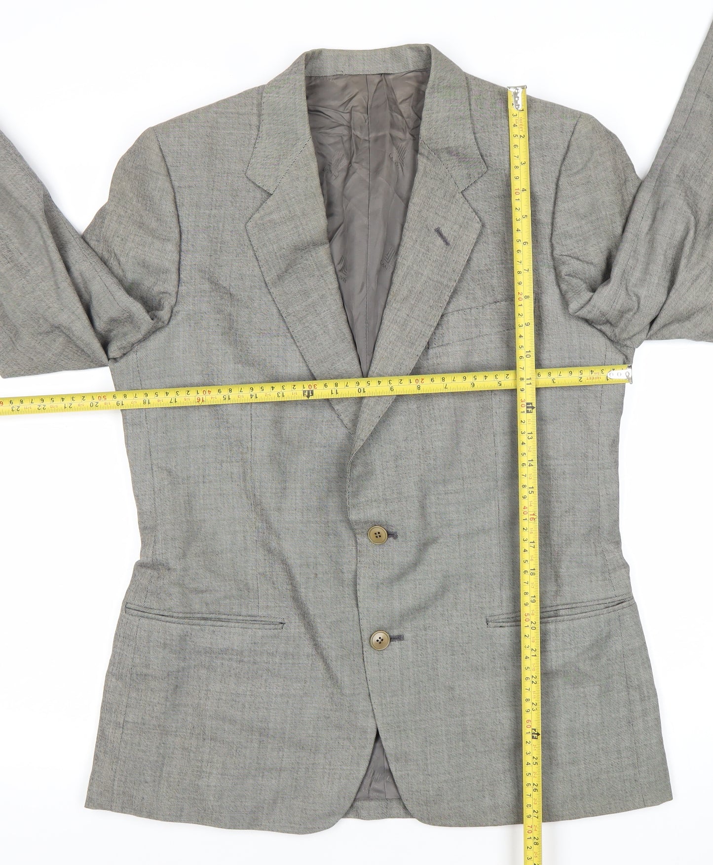 Lanvin Men Grey Wool Blazer Jacket Size 40 Regular Notch Lapel