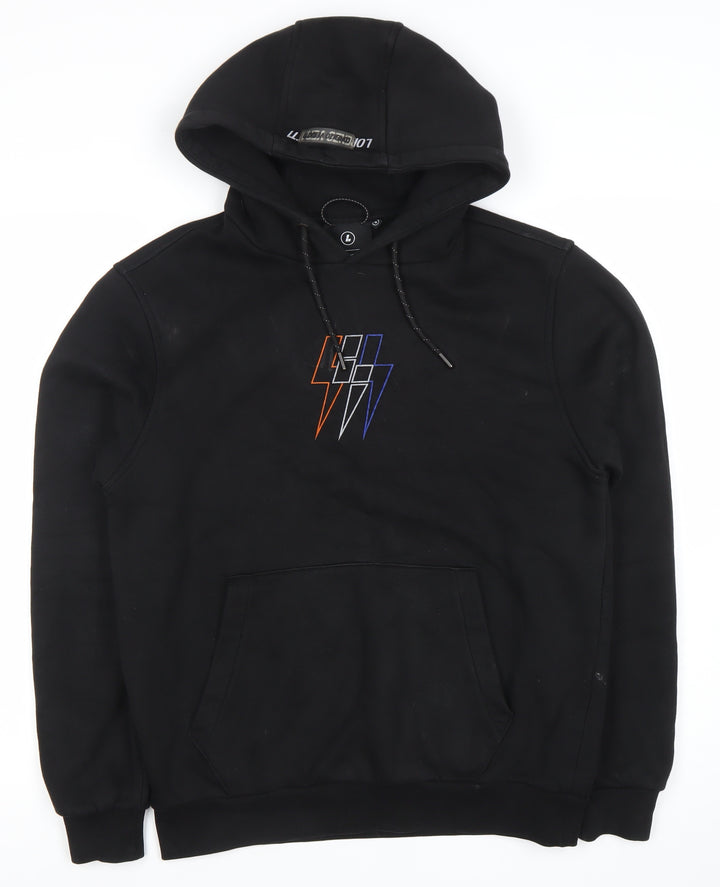 Lorenzo Veratti Mens Black Pullover Hoodie S Embroidered Logo