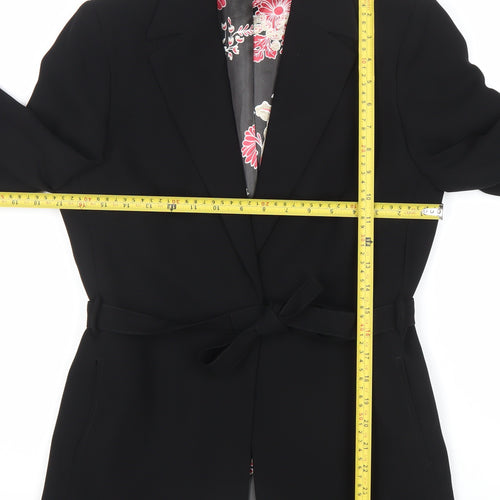 Dorothy Perkins Women Black Size 12 Belted Blazer Jacket