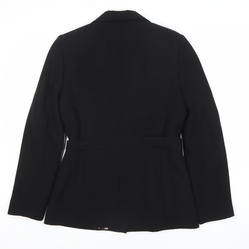 Dorothy Perkins Women Black Size 12 Belted Blazer Jacket