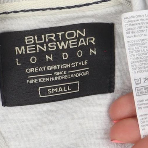 Burton Menswear London Men's Grey Full Zip Sweatshirt Small