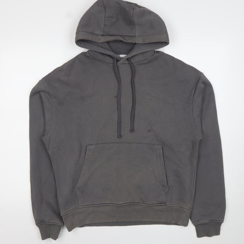 Zara Men Grey Pullover Hoodie Small Fleece Long Sleeve Casual