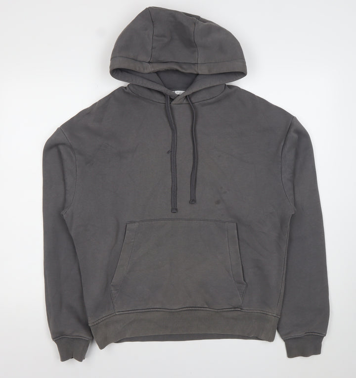 Zara Men Grey Pullover Hoodie Small Fleece Long Sleeve Casual