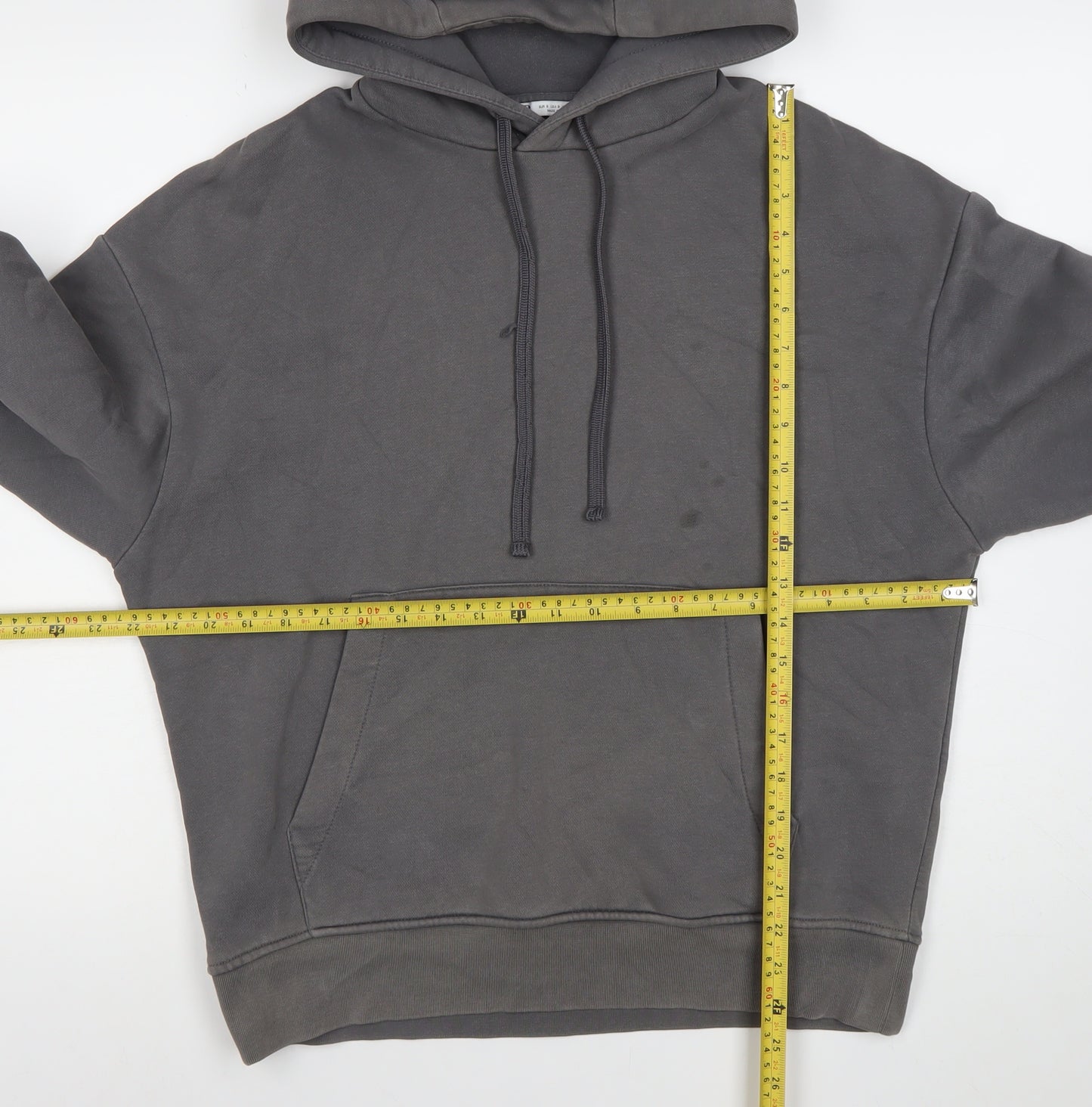 Zara Men Grey Pullover Hoodie Small Fleece Long Sleeve Casual