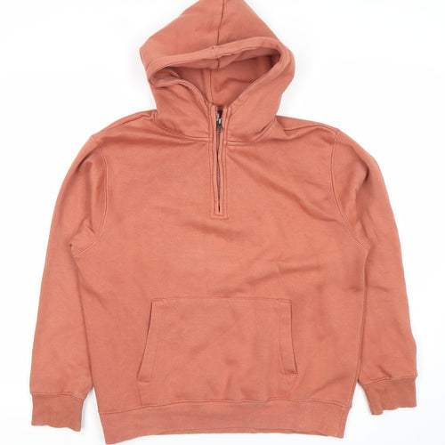 Zara Boys Brown 13-14 Years Pullover Hoodie with 1/2 Zip