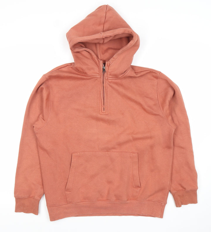 Zara Boys Brown 13-14 Years Pullover Hoodie with 1/2 Zip