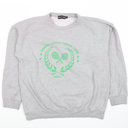 PrettyLittleThing Womens Grey Small Pullover Sweatshirt Tennis Logo