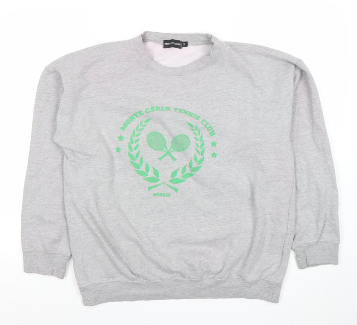 PrettyLittleThing Womens Grey Small Pullover Sweatshirt Tennis Logo