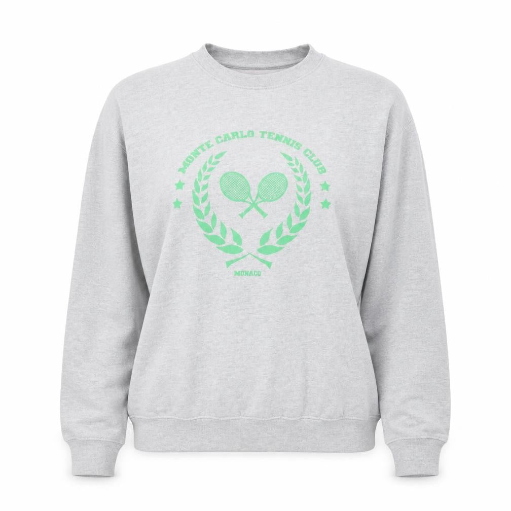 Front view of PRETTYLITTLETHING women’s grey small pullover sweatshirt tennis logo