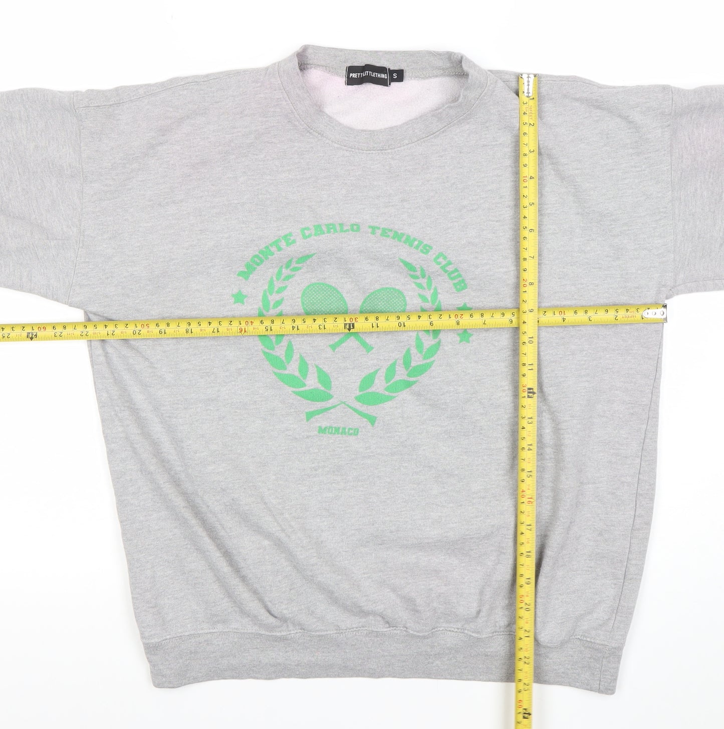 PrettyLittleThing Womens Grey Small Pullover Sweatshirt Tennis Logo