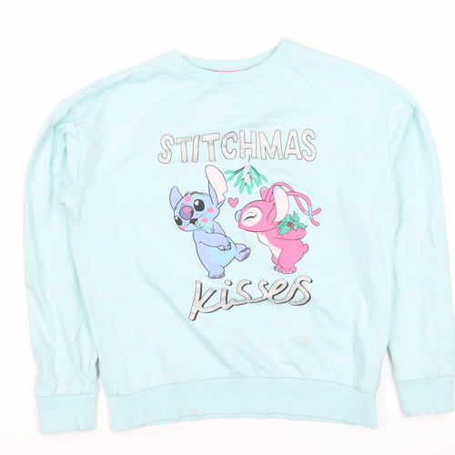 Primark Disney Girls Blue Stitch Sweatshirt 10 Years Pullover Christmas