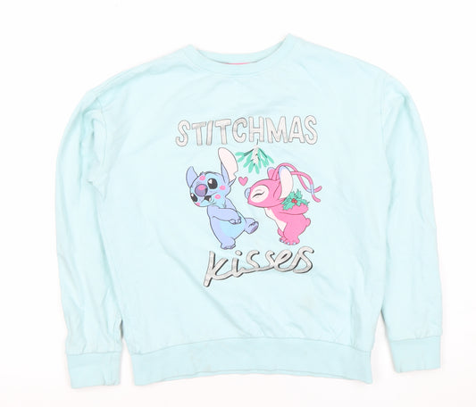 Primark Disney Girls Blue Stitch Sweatshirt 10 Years Pullover Christmas