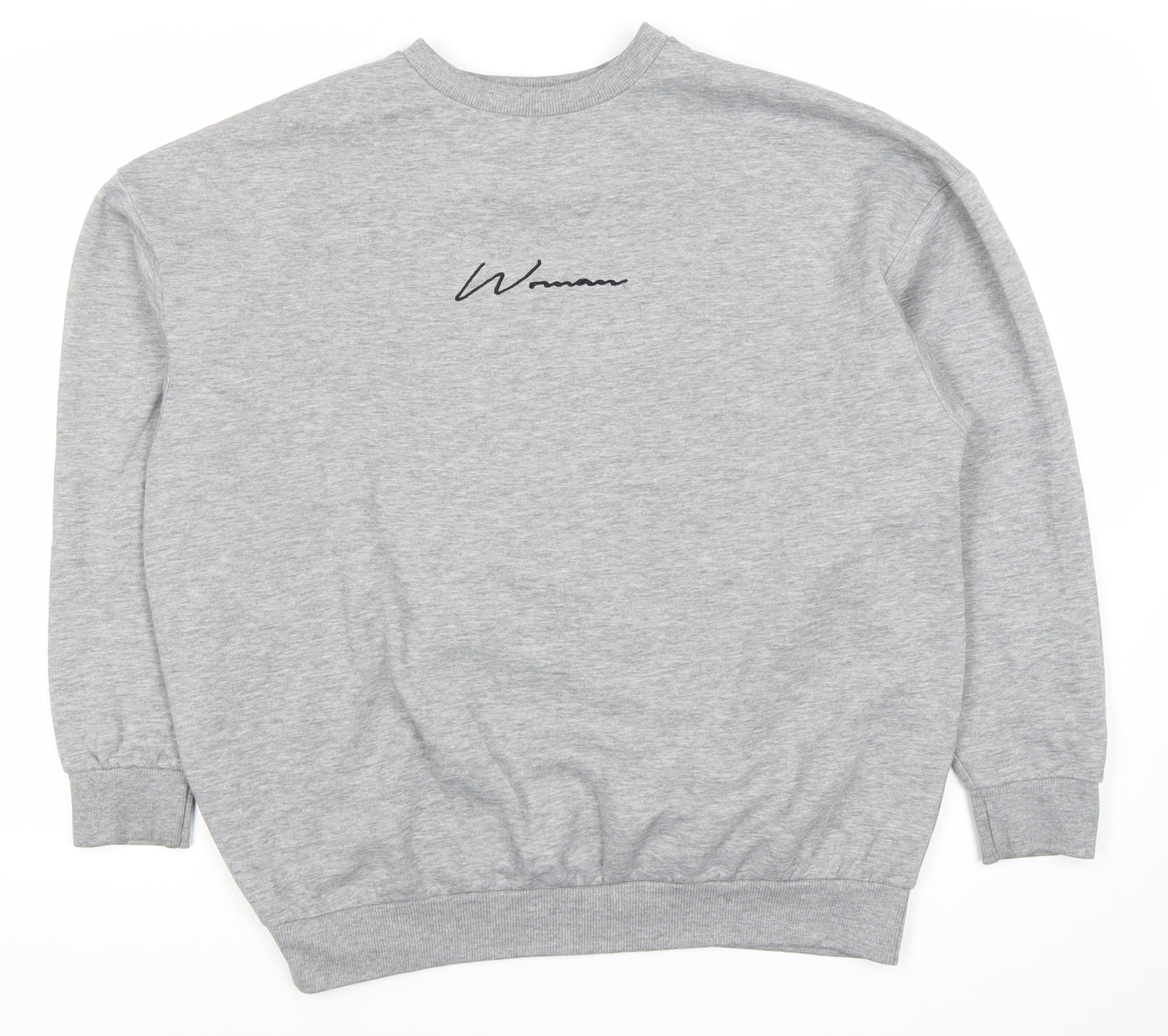 Boohoo Womens Grey Sweatshirt UK 8 Crew Neck Long Sleeve Logo