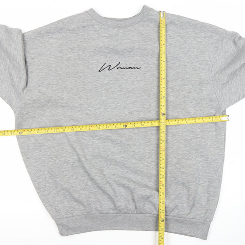 Boohoo Womens Grey Sweatshirt UK 8 Crew Neck Long Sleeve Logo
