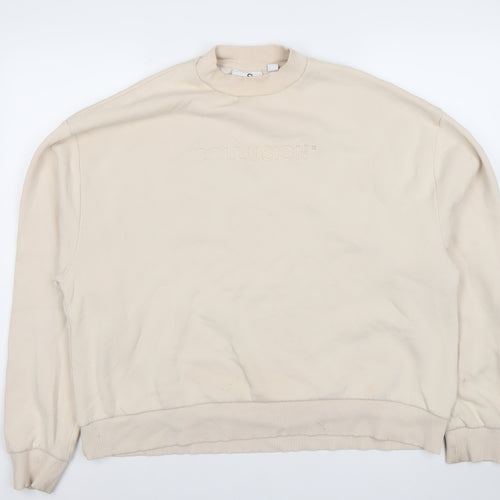 Collusion Men’s Beige Sweatshirt M Pullover Crew Neck Logo