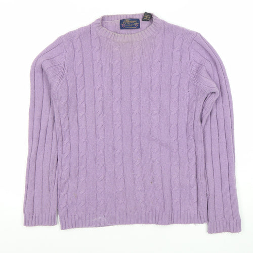 Daagma of Scotland Womens Purple Wool Cable Knit Jumper Size S