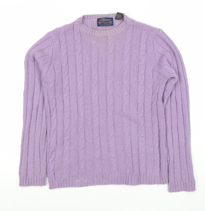 Daagma of Scotland Womens Purple Wool Cable Knit Jumper Size S