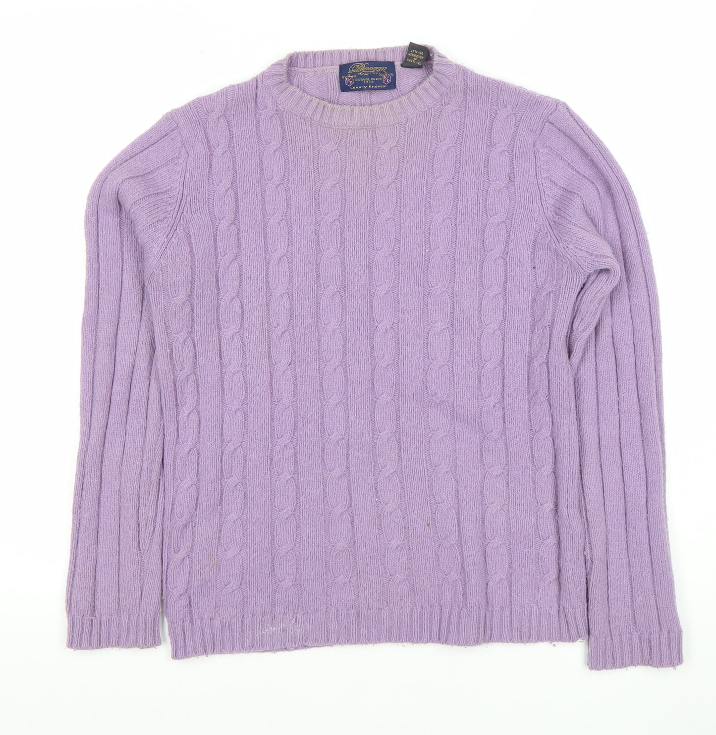 Daagma of Scotland Womens Purple Wool Cable Knit Jumper Size S