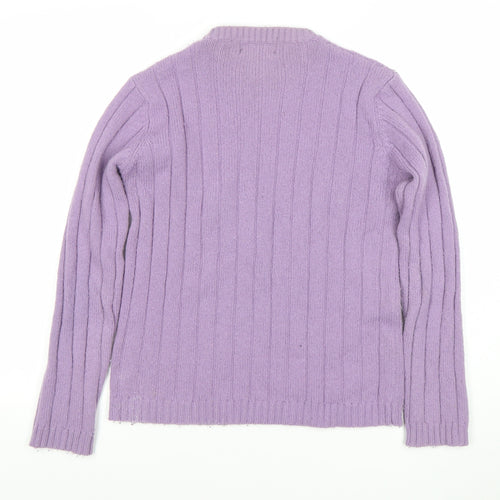 Daagma of Scotland Womens Purple Wool Cable Knit Jumper Size S