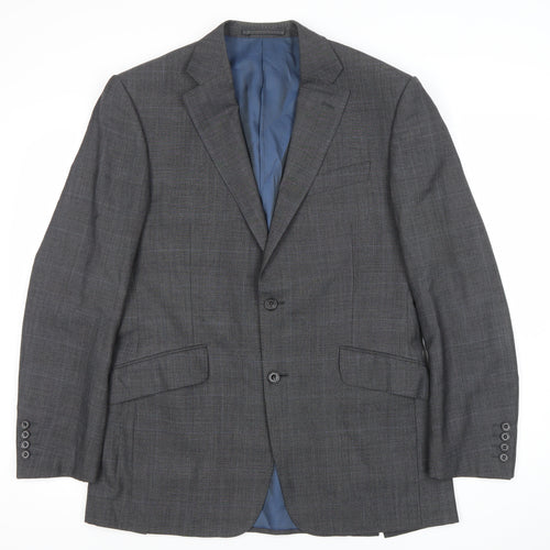 Marks and Spencer Men’s Grey Wool Suit Jacket 38” M Regular Check