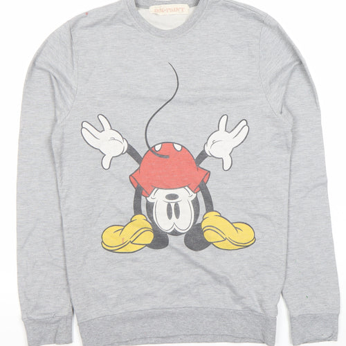 Topman Men’s Grey XS Graphic Pullover Sweatshirt Mickey Mouse