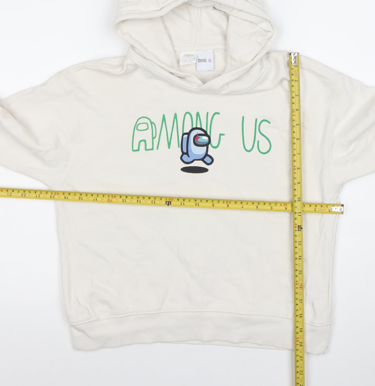 Zara Boys White Among Us Pullover Hoodie Size 10 Years