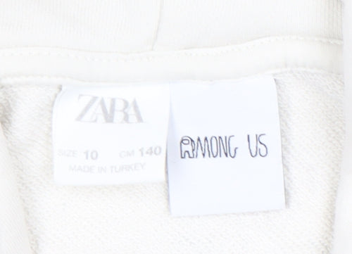 Zara Boys White Among Us Pullover Hoodie Size 10 Years
