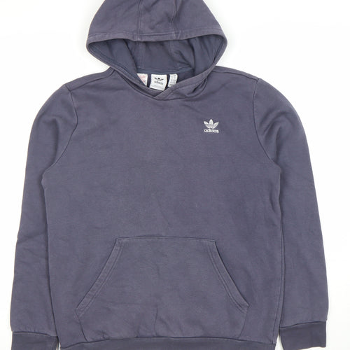 Adidas Boys Blue Pullover Hoodie 13-14 Years Logo Sports Casual