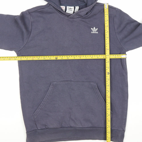 Adidas Boys Blue Pullover Hoodie 13-14 Years Logo Sports Casual