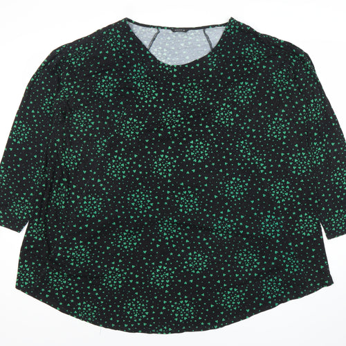 Roman Women’s Black Green Print Tunic Blouse Size 20