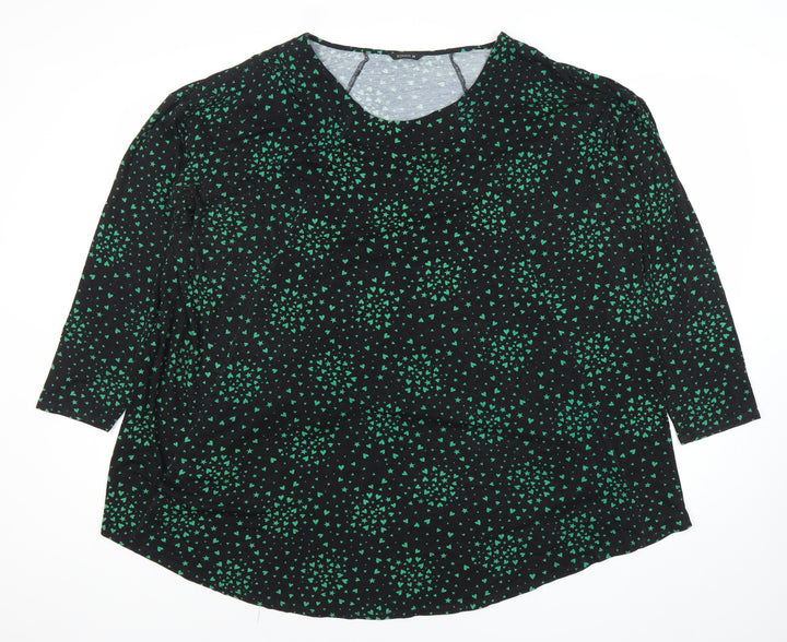 Roman Women’s Black Green Print Tunic Blouse Size 20