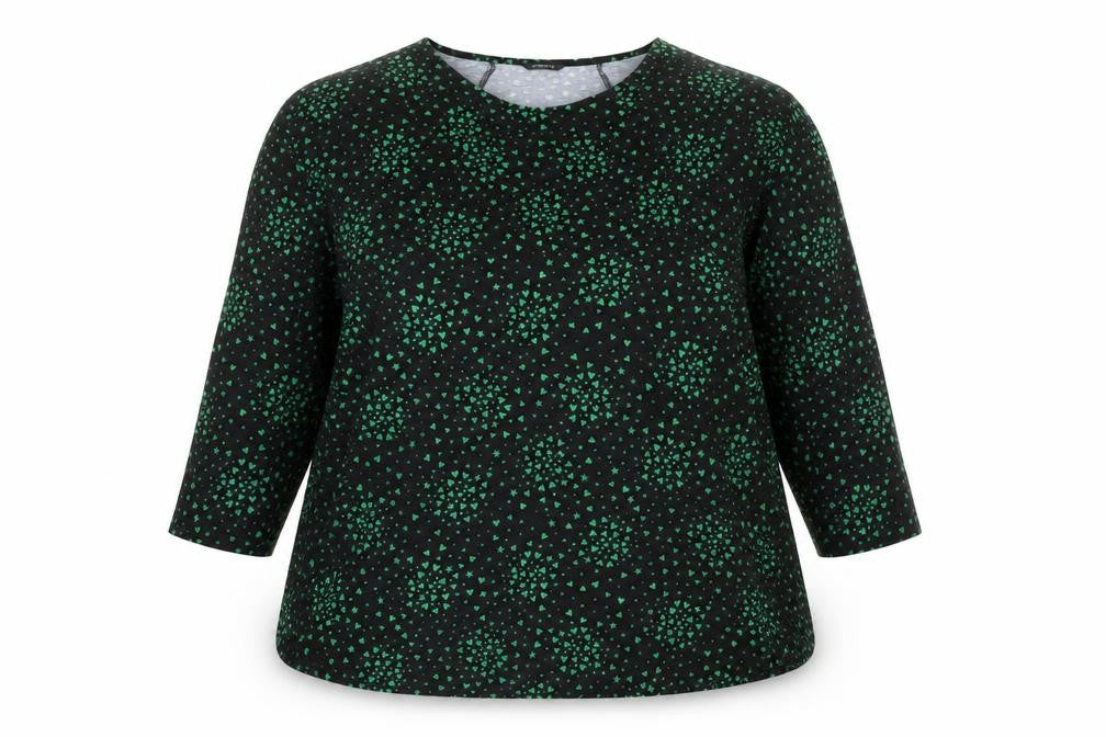 Roman Women’s Black Green Print Tunic Blouse Size 20