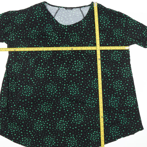 Roman Women’s Black Green Print Tunic Blouse Size 20