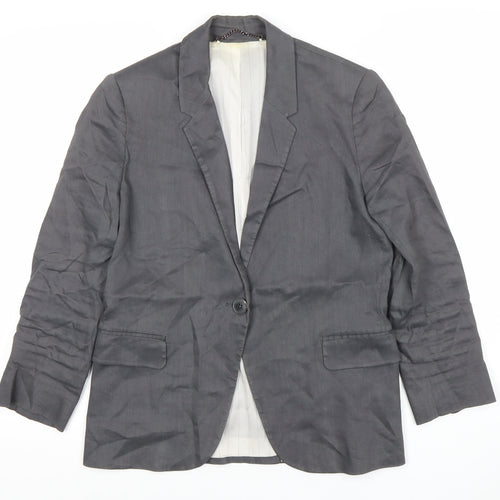 Jigsaw Women’s Grey Linen Blend Blazer UK 10 Regular Fit