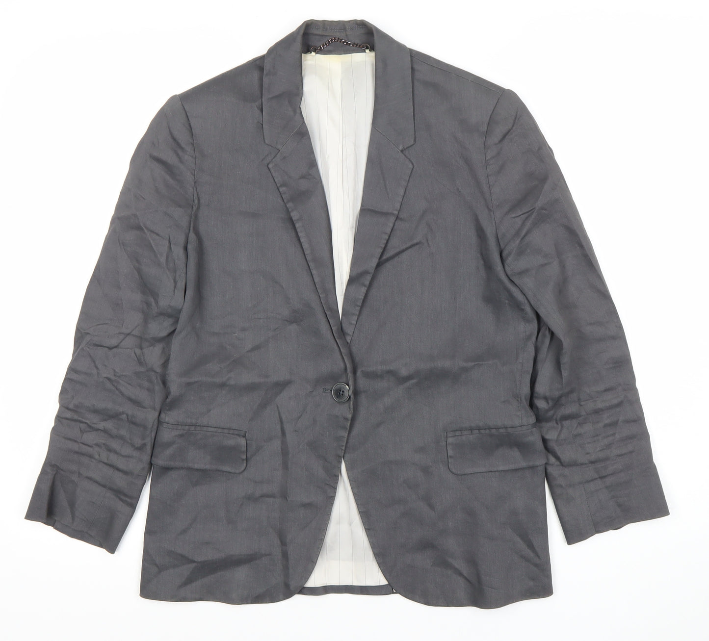 Jigsaw Women’s Grey Linen Blend Blazer UK 10 Regular Fit