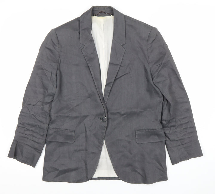 Jigsaw Women’s Grey Linen Blend Blazer UK 10 Regular Fit