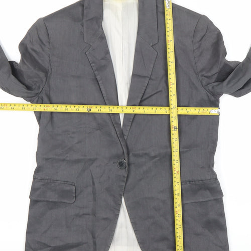 Jigsaw Women’s Grey Linen Blend Blazer UK 10 Regular Fit