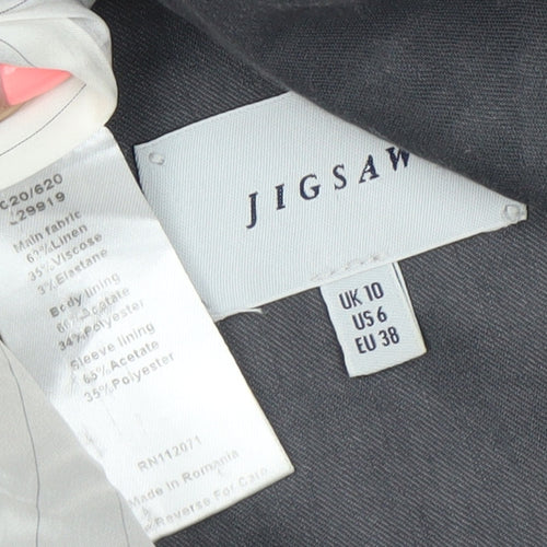 Jigsaw Women’s Grey Linen Blend Blazer UK 10 Regular Fit