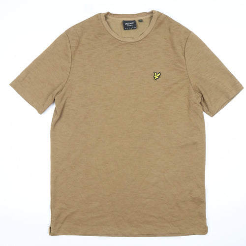 Lyle & Scott Men's Beige Relaxed Fit Cotton Blend Logo T-Shirt Size L