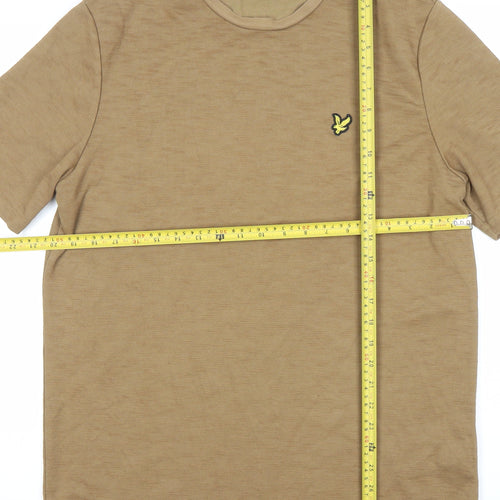 Lyle & Scott Men's Beige Relaxed Fit Cotton Blend Logo T-Shirt Size L