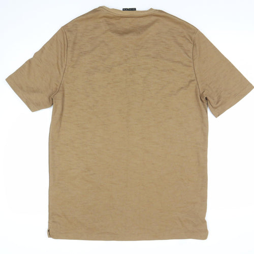 Lyle & Scott Men's Beige Relaxed Fit Cotton Blend Logo T-Shirt Size L