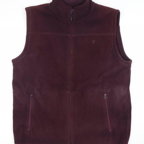 James Pringle Men's Brown Fleece Waistcoat L Full Zip Pockets